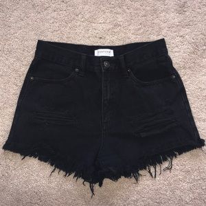 Black Ripped Jean Shorts